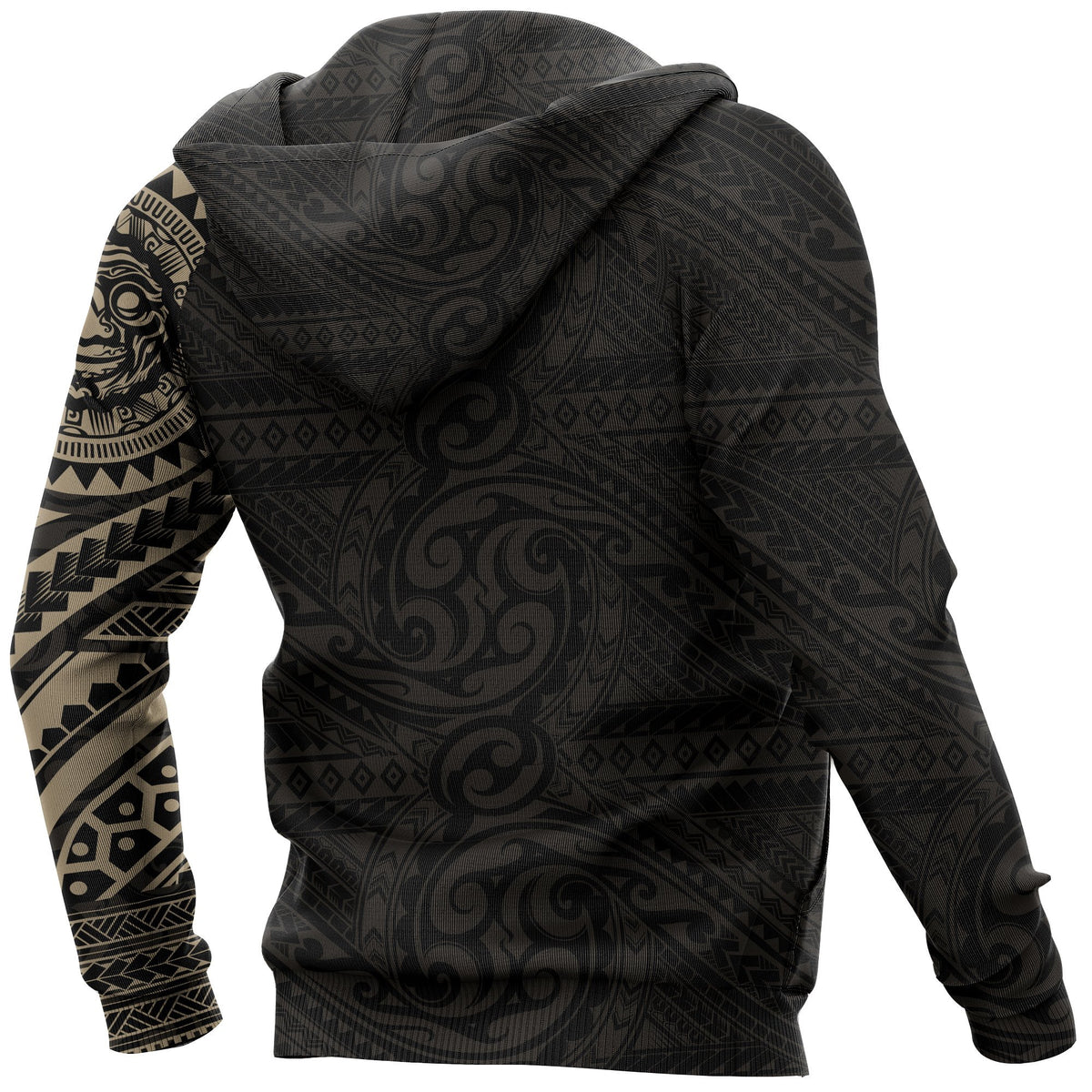 Hoodie Polynesian Smiling Tiki Face Tattoo Style - Polynesian Pride