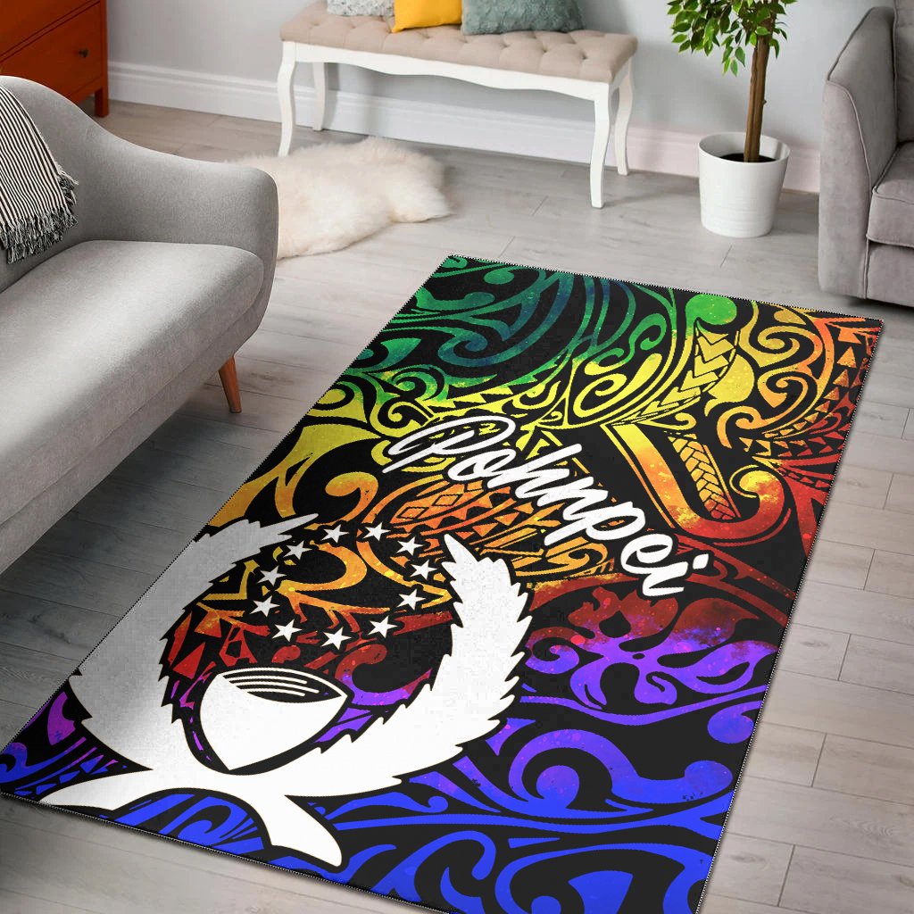 Pohnei Area Rug - Rainbow Polynesian Pattern Rainbow - Polynesian Pride