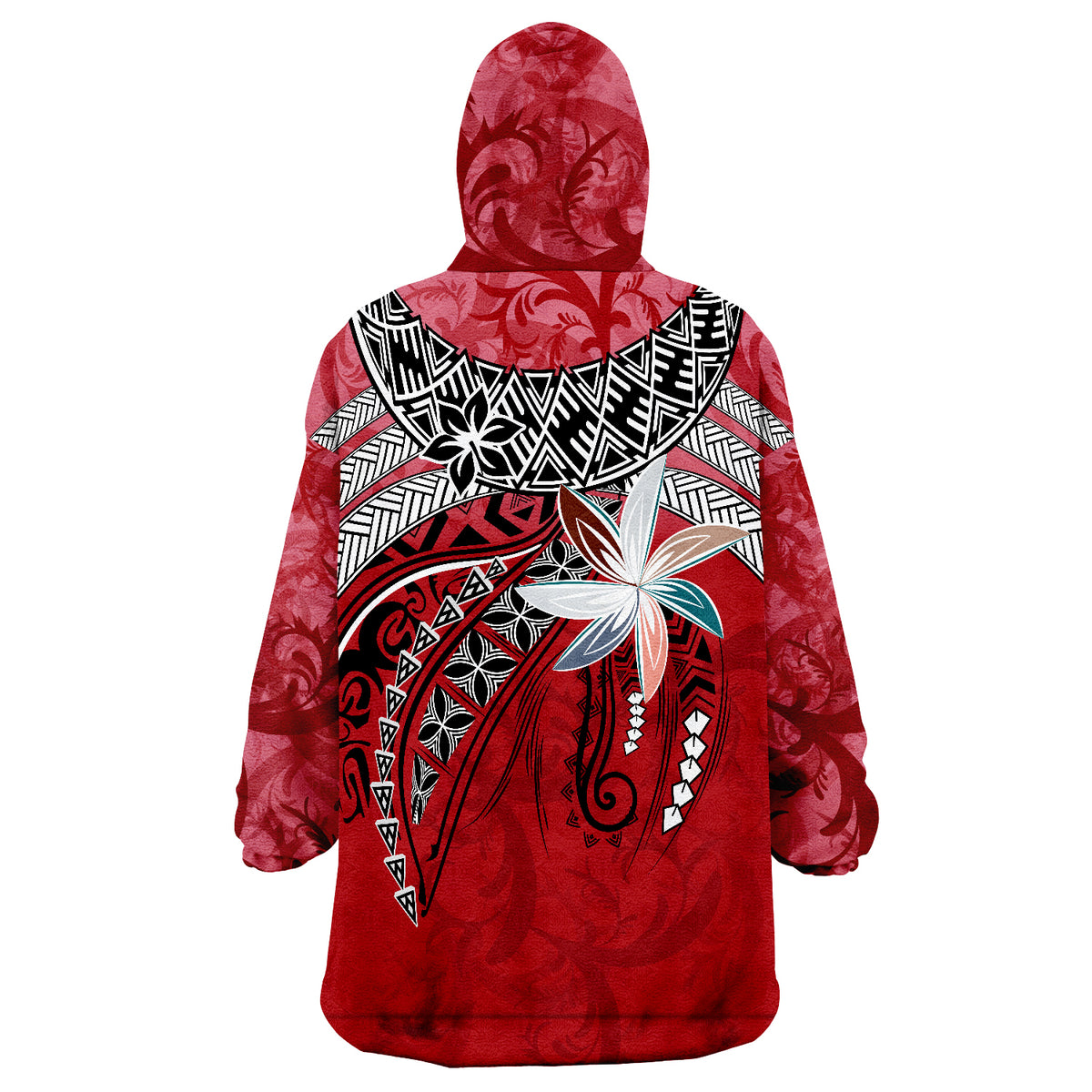 Pohnpei Fanciful Forest Red Color Wearable Blanket Hoodie LT9 - Polynesian Pride