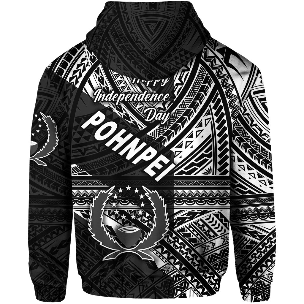 FSM Pohnpei Zip Hoodie Happy Independence Day Original Vibes Black LT8 - Polynesian Pride
