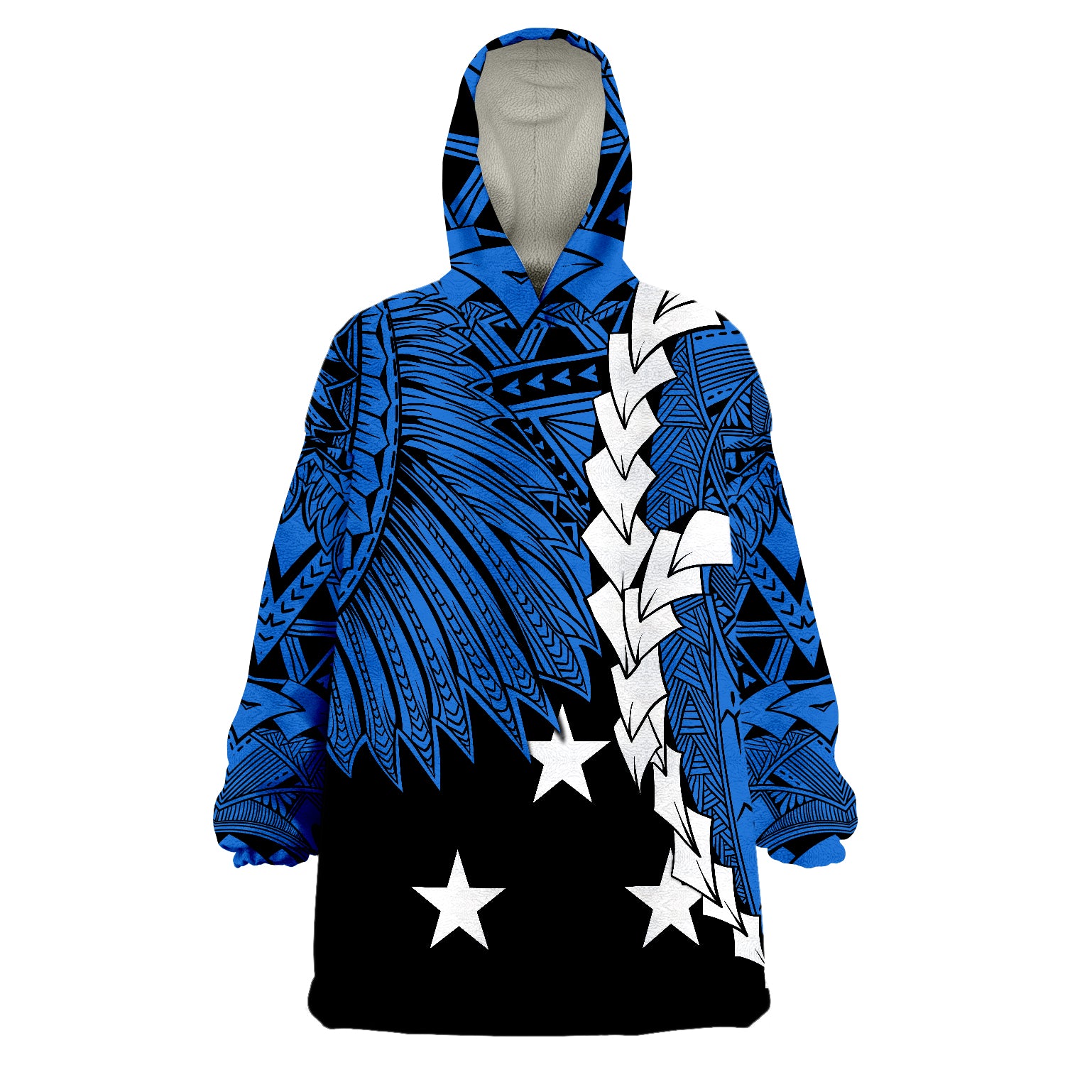 Pohnpei Nukuoro Micronesia Tribal Wave Tattoo Wearable Blanket Hoodie LT9 Unisex One Size - Polynesian Pride