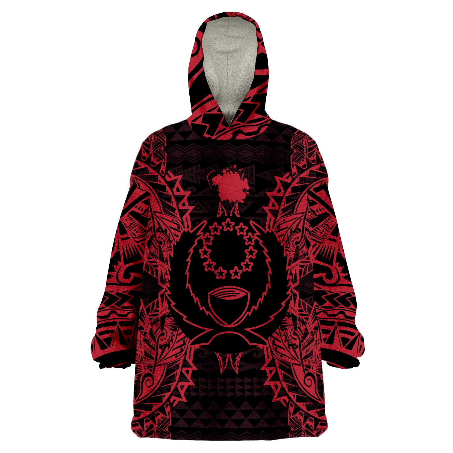 Pohnpei Pohnpei Flag Map Polynesian Tattoo Red Wearable Blanket Hoodie LT9 Unisex One Size - Polynesian Pride