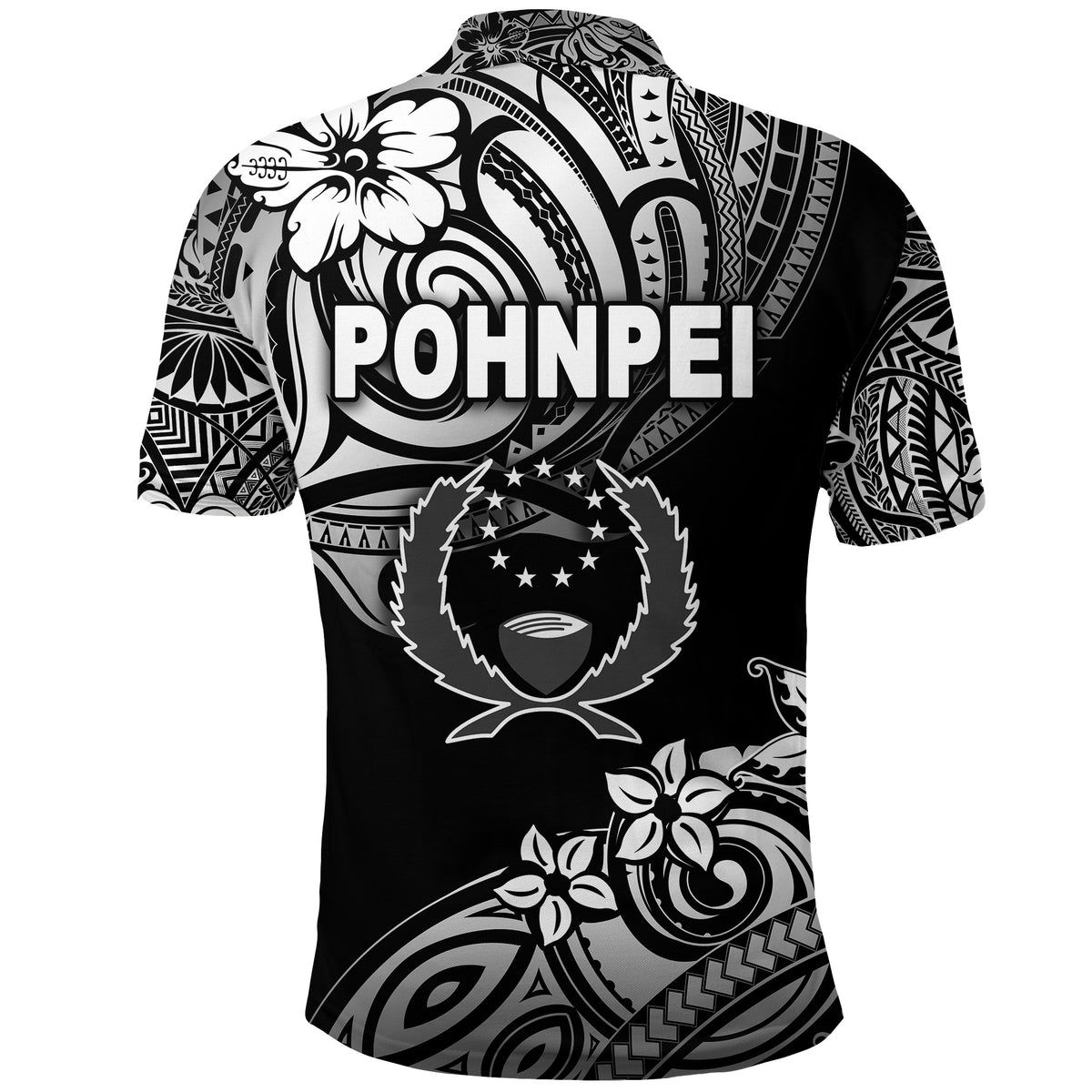 FSM Pohnpei Polo Shirt Unique Vibes Black LT8 - Polynesian Pride