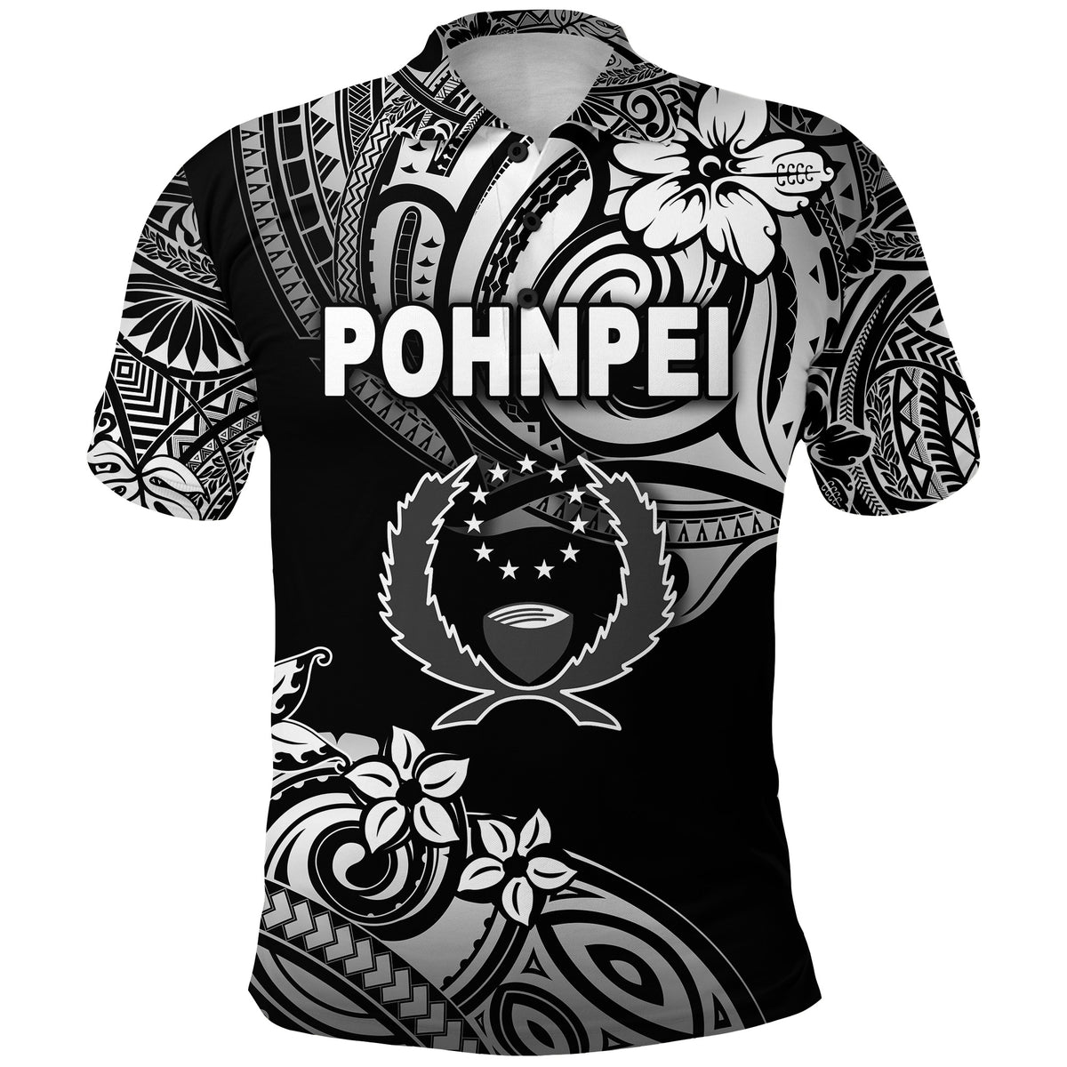 FSM Pohnpei Polo Shirt Unique Vibes Black LT8 - Polynesian Pride