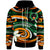 Pohnpei Zip Hoodie Vortex Style Unisex Green Orange - Polynesian Pride