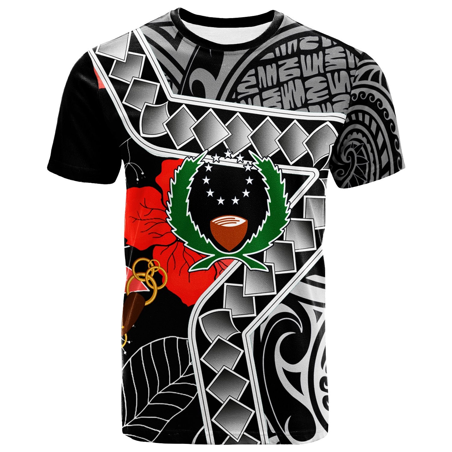 Pohnpei T Shirt Hibiscus Ft Polynesian Pattern Unisex Black - Polynesian Pride