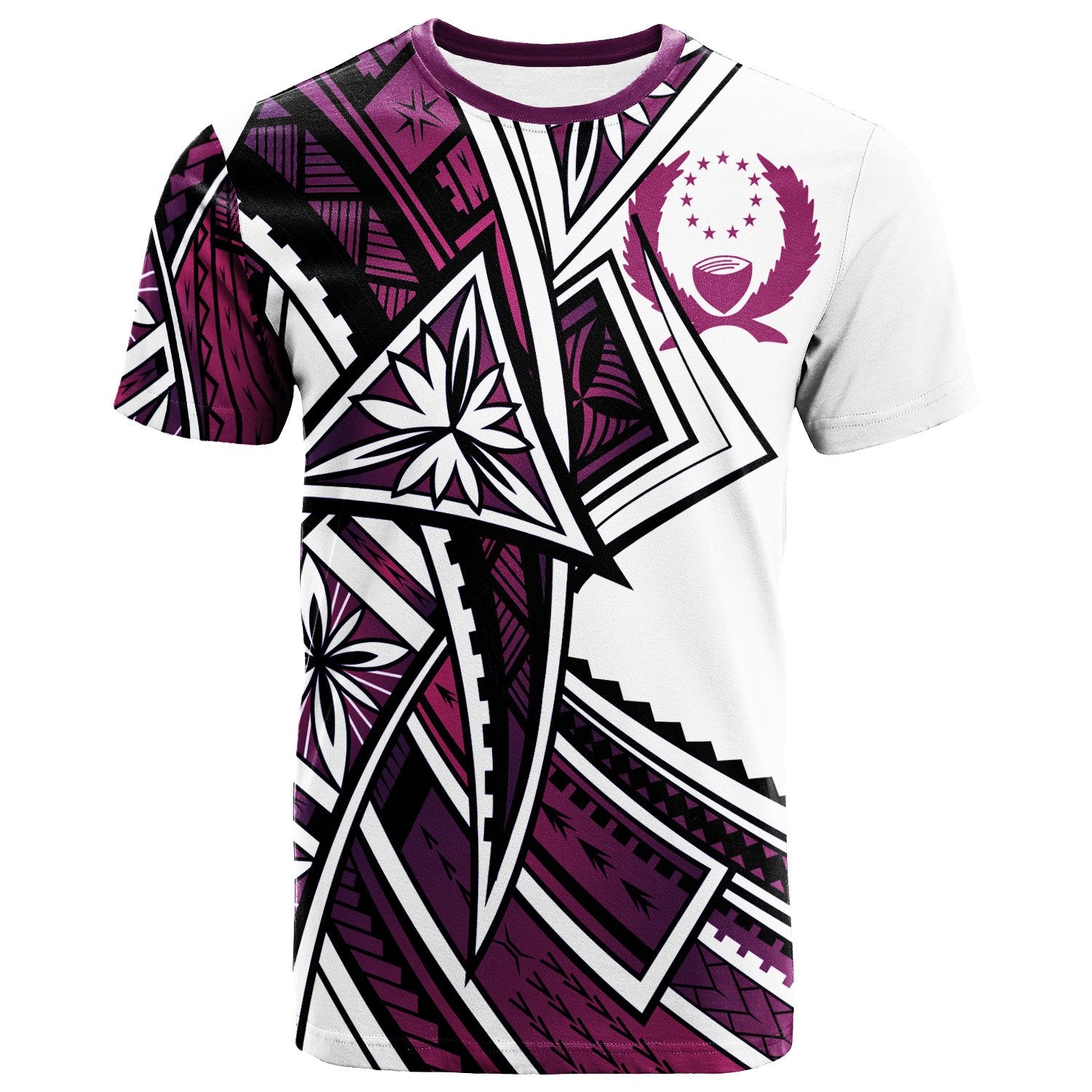 Pohnpei T Shirt Tribal Flower Special Pattern Purple Color Unisex Purple - Polynesian Pride