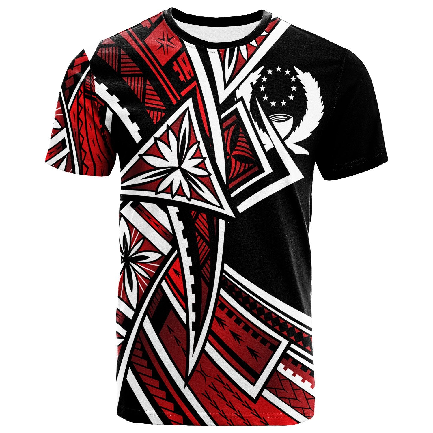 Pohnpei T Shirt Tribal Flower Special Pattern Red Color Unisex Red - Polynesian Pride