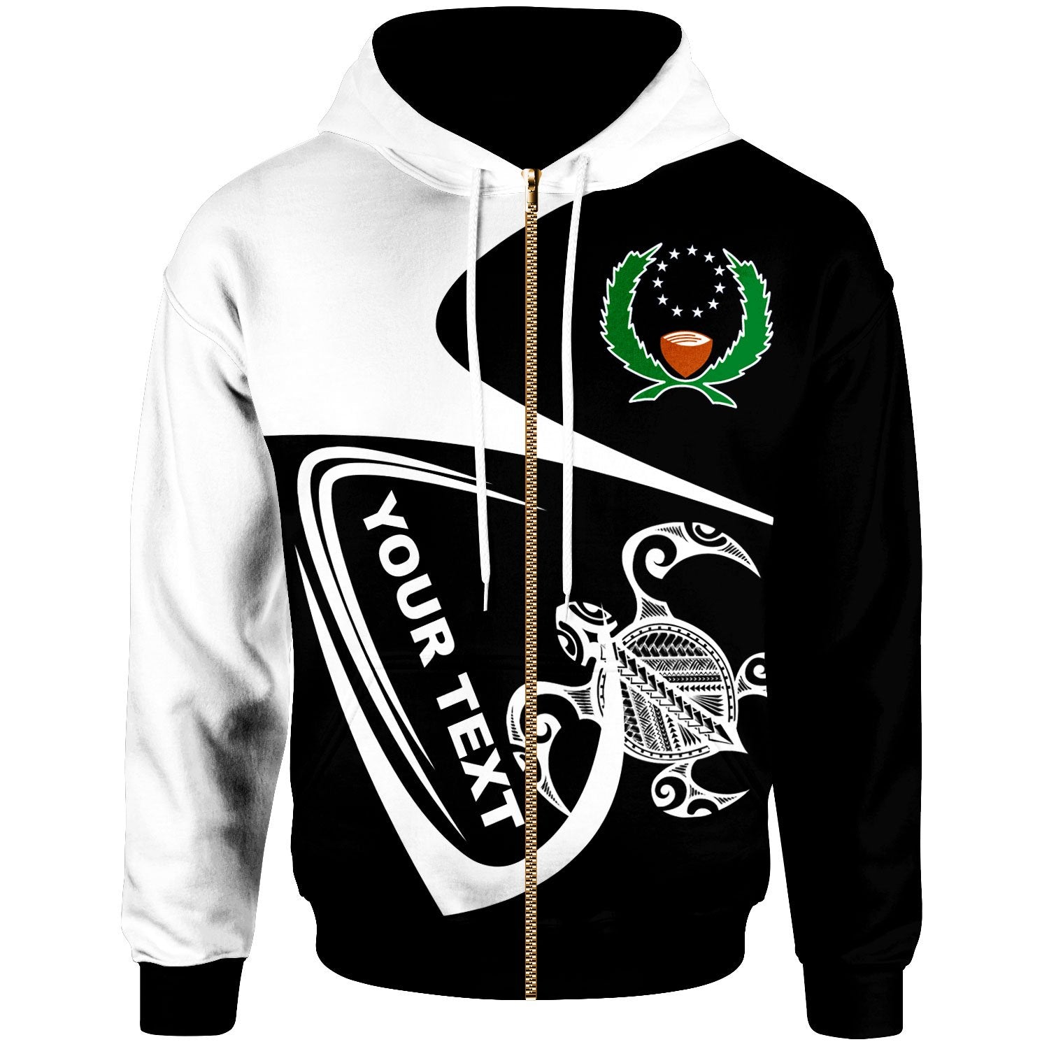 Pohnpei Custom Zip Hoodie Street Style Unisex Black - Polynesian Pride