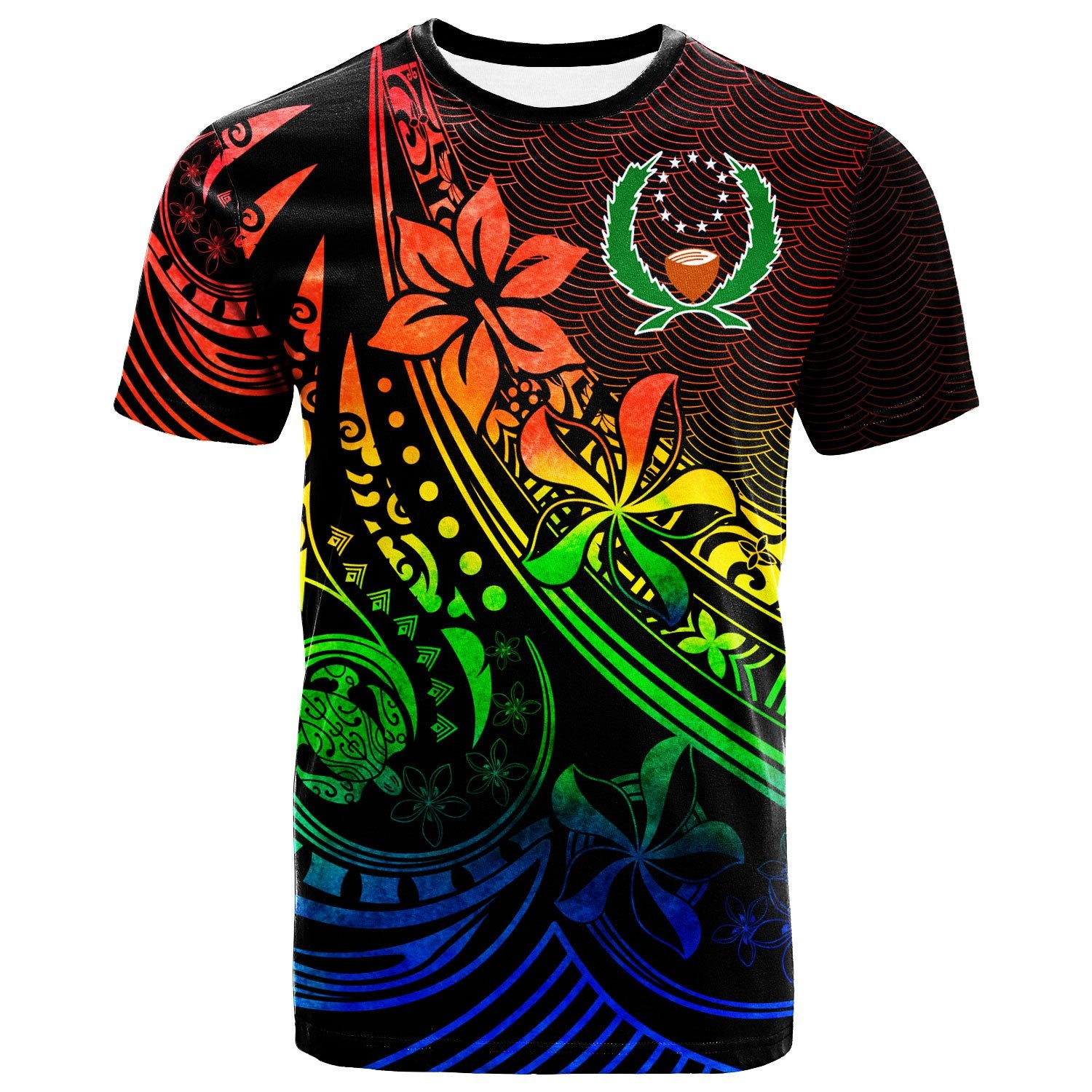 Pohnpei T Shirt The Flow Of The Ocean Rainbow Color Unisex Rainbow - Polynesian Pride