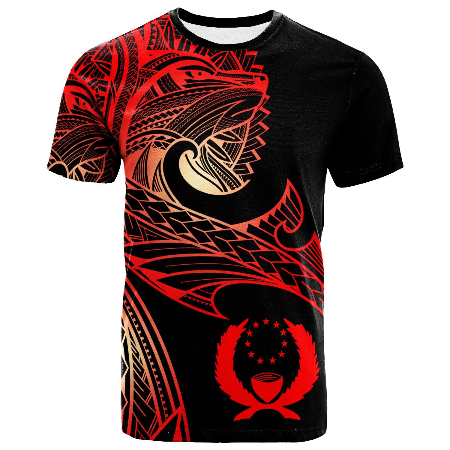 Pohnpei T Shirt Leader Wolf Is You Red Gradient Color Unisex Black - Polynesian Pride