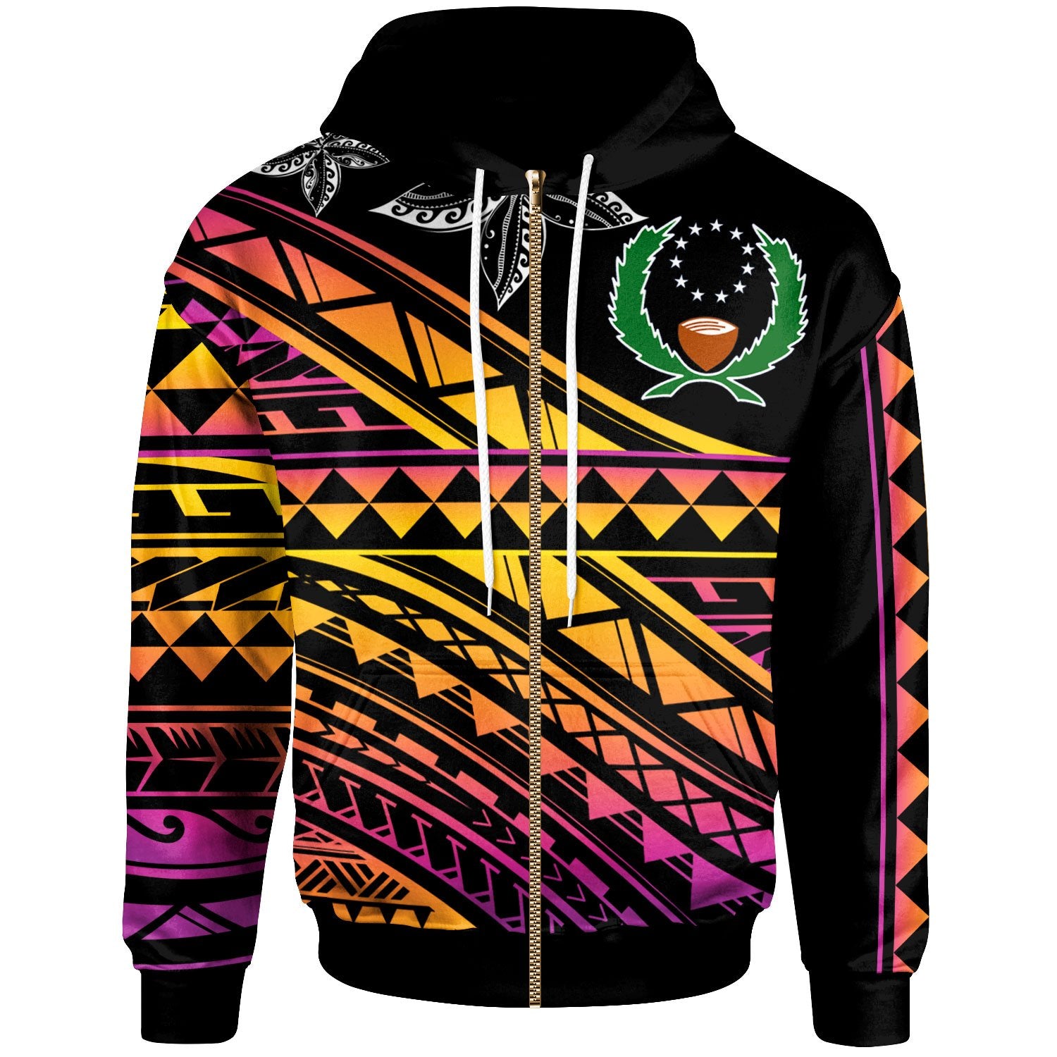 Pohnpei Custom Zip Hoodie Special Polynesian Ornaments Unisex Black - Polynesian Pride