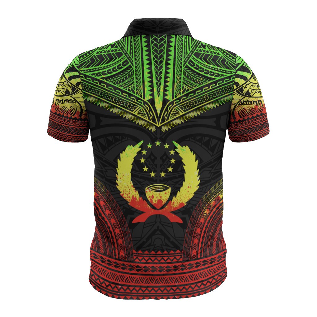 Pohnpei Polo Shirt Pohnpei Flag Polynesian Chief Tattoo Reggae Version - Polynesian Pride