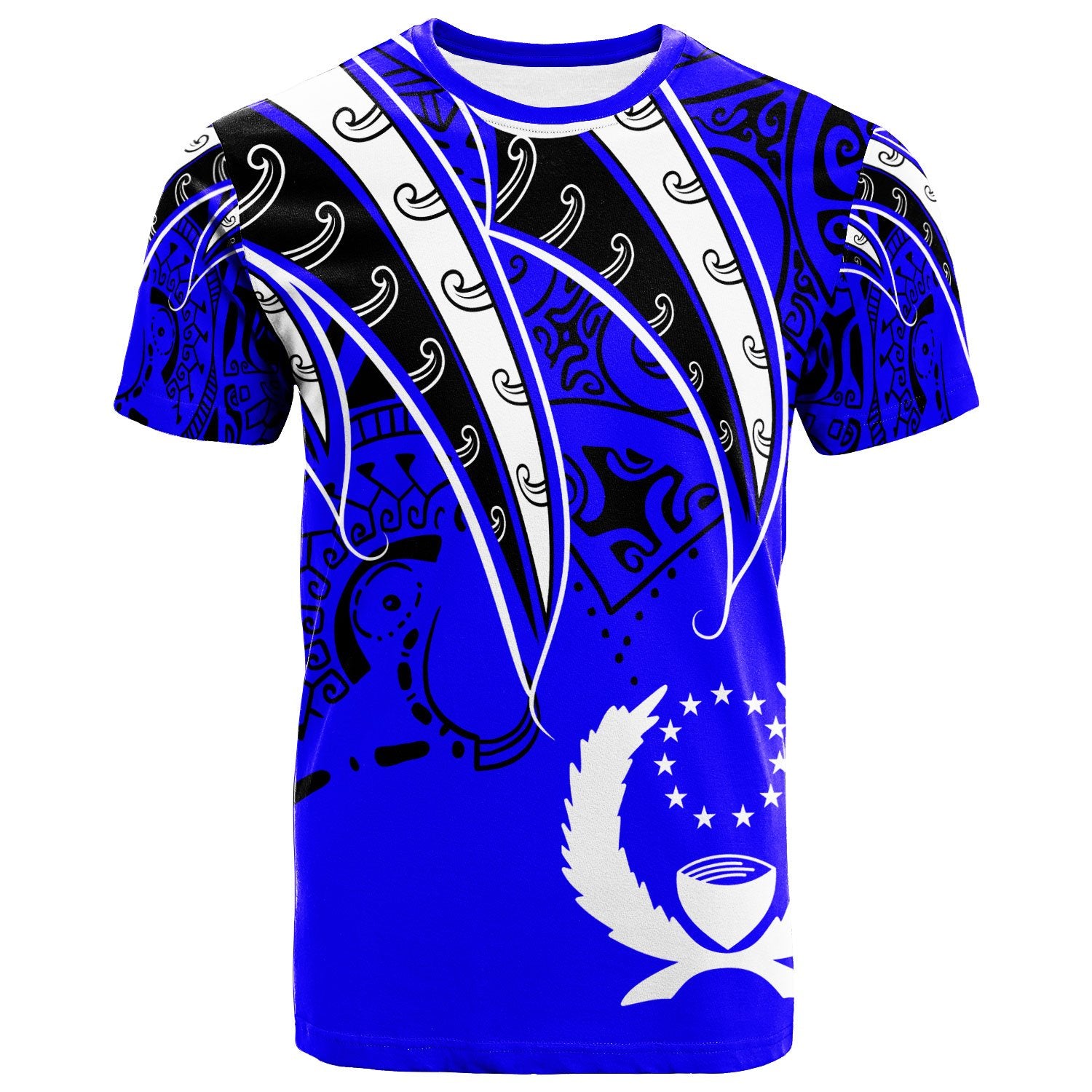 Pohnpei T Shirt Tropical Leaf Blue Color Unisex Blue - Polynesian Pride