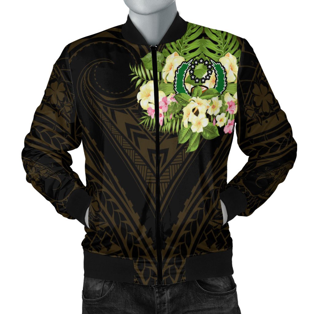 Pohnpei Men's Bomber Jacket - Polynesian Gold Patterns Collection - Polynesian Pride