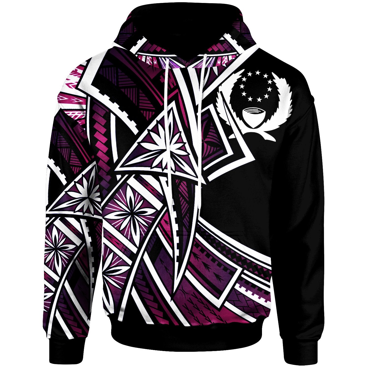 Pohnpei Hoodie Tribal Flower Special Pattern Purple Color Unisex Purple - Polynesian Pride