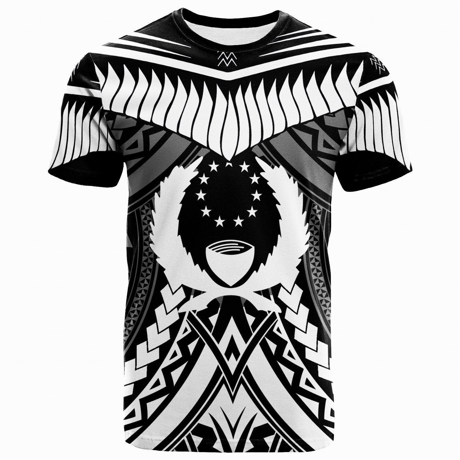 Pohnpei T Shirt Tooth Shaped Necklace Texture Unisex BlackWhite - Polynesian Pride