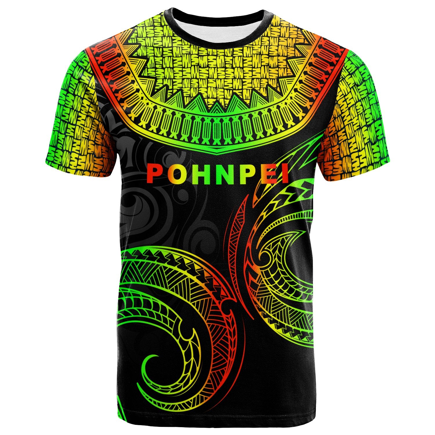 Pohnpei Custom T Shirt Unique Serrated Texture Reggae Unisex Reggae - Polynesian Pride