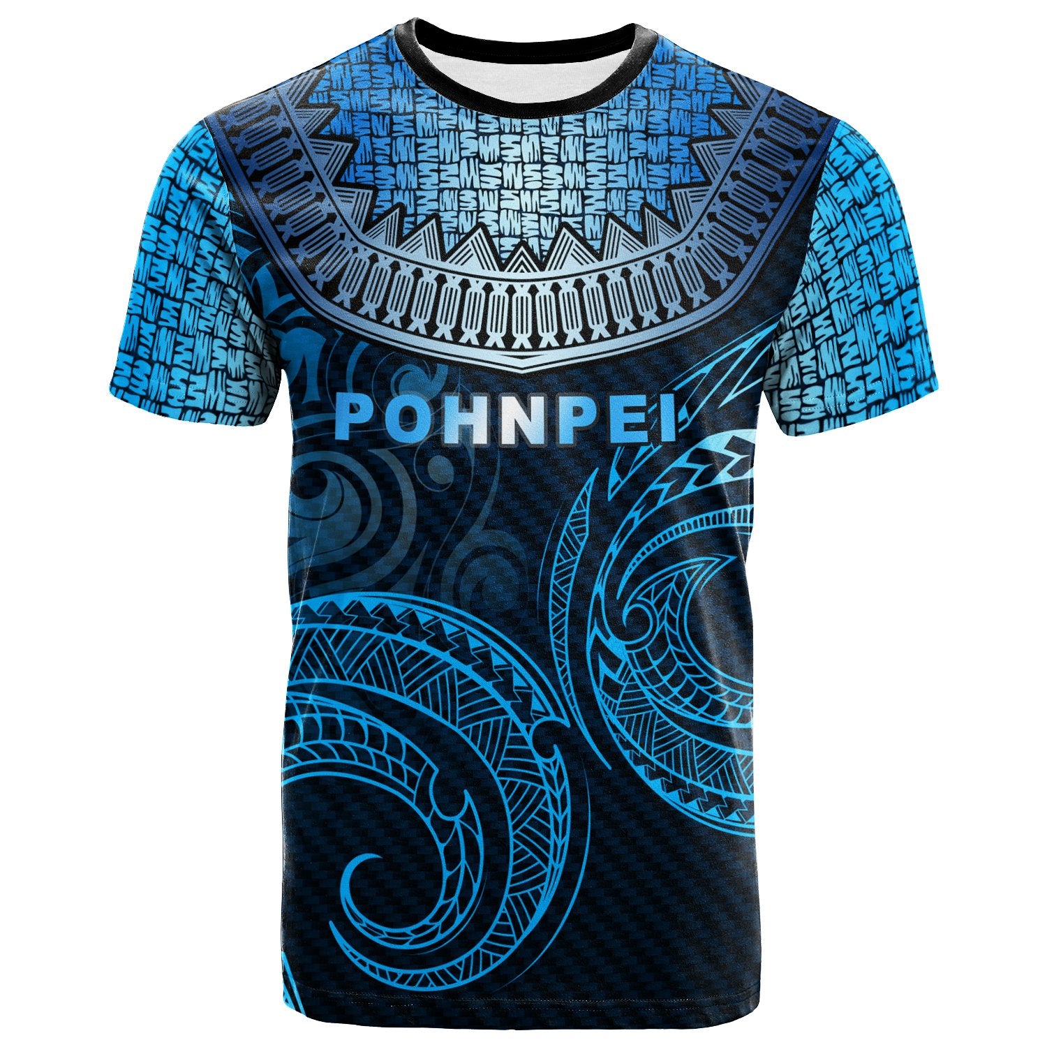 Pohnpei Custom T Shirt Unique Serrated Texture Unisex Blue - Polynesian Pride