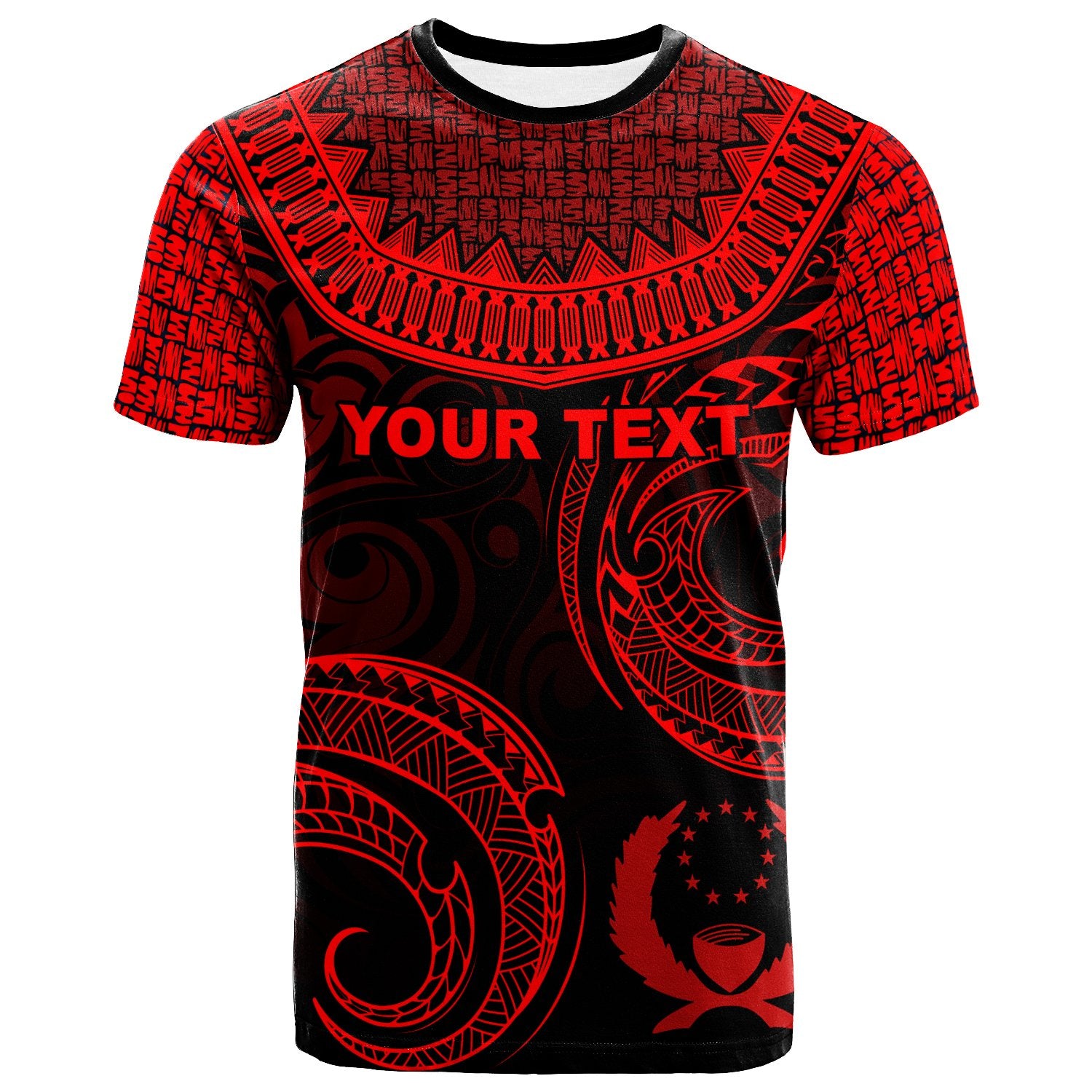 Pohnpei Custom T Shirt Unique Serrated Texture Red Unisex Red - Polynesian Pride