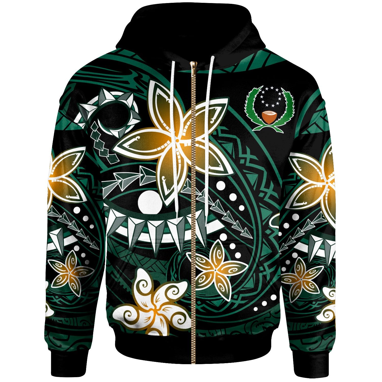 Pohnpei Zip Hoodie Spring Style Black Color Unisex Black - Polynesian Pride