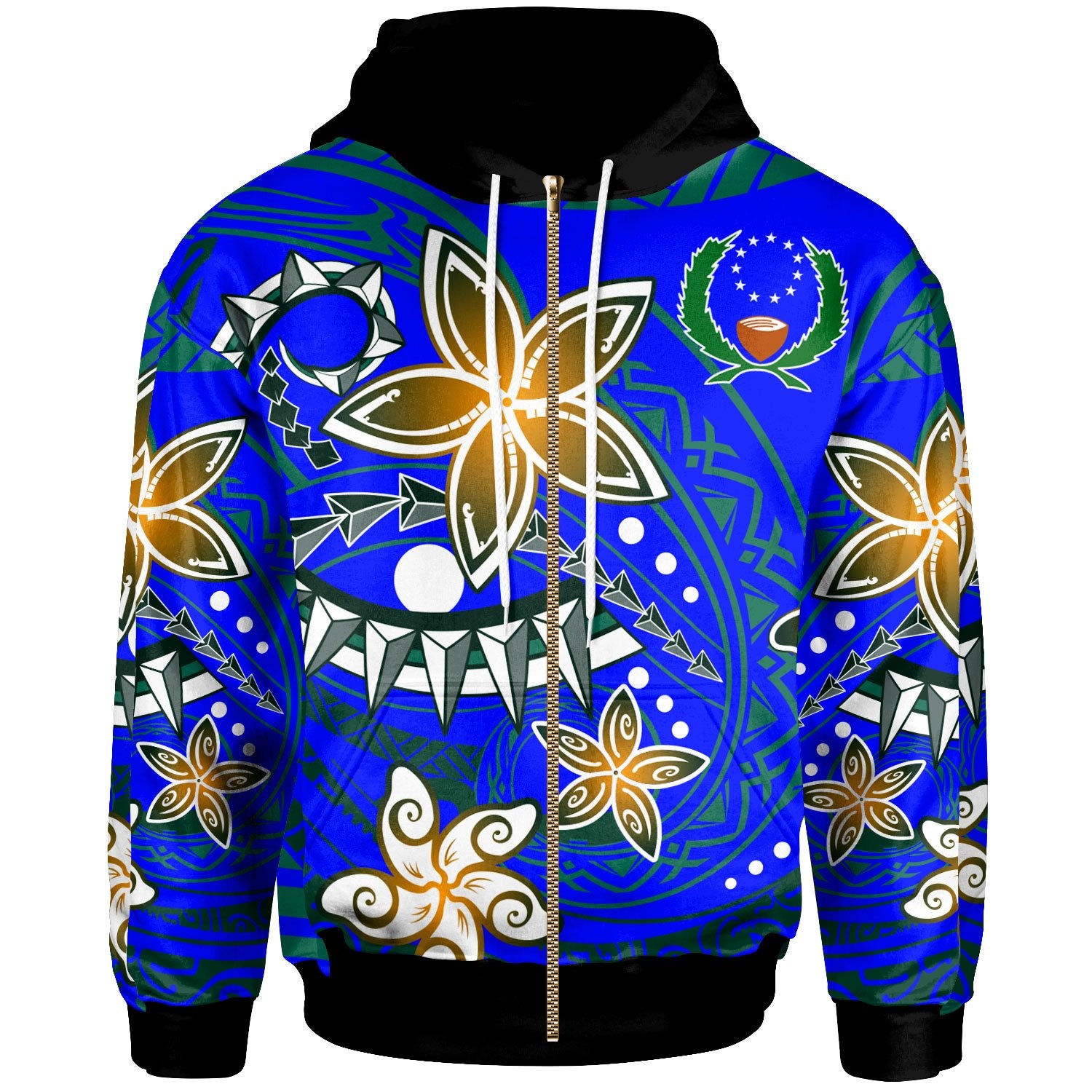 Pohnpei Zip Hoodie Spring Style Unisex Blue - Polynesian Pride