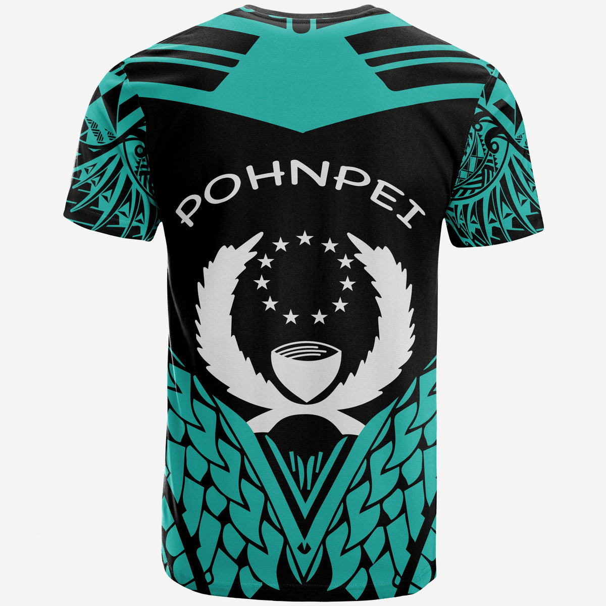 Pohnpei Custom T Shirt Unique Eagle Feather Texture Black Blue - Polynesian Pride