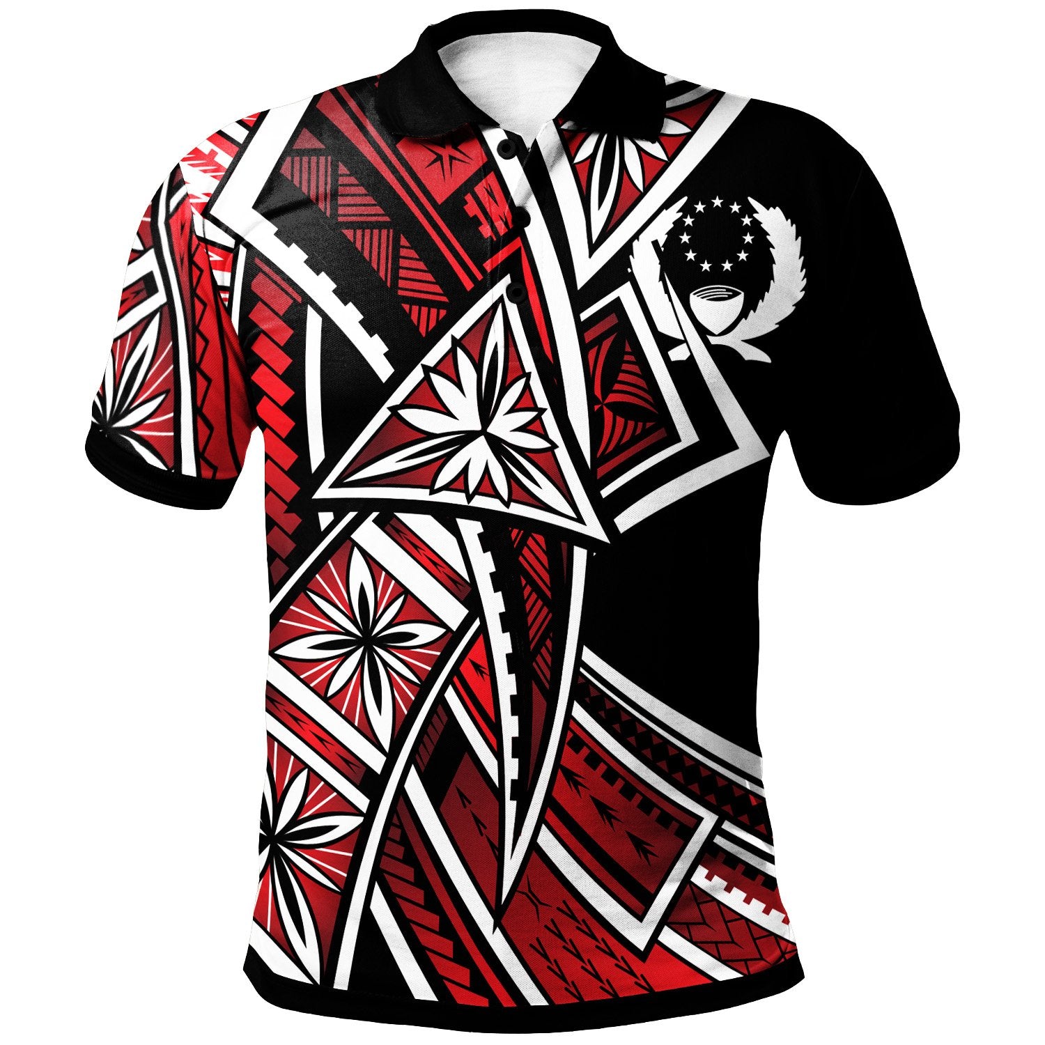 Pohnpei Polo Shirt Tribal Flower Special Pattern Red Color Unisex Red - Polynesian Pride