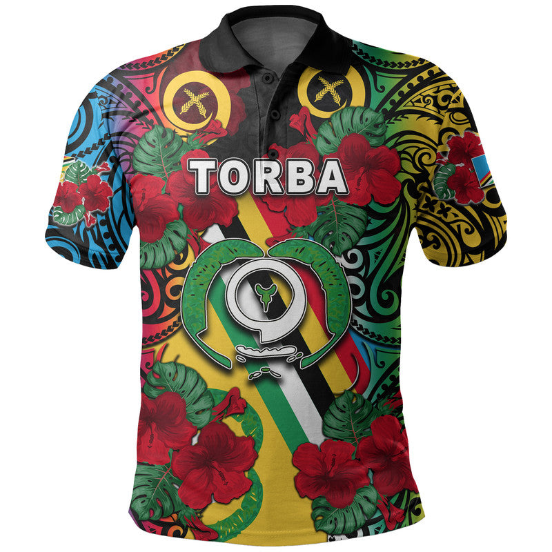 Vanuatu Torba and Hibiscus Polo Shirt LT6 Black - Polynesian Pride