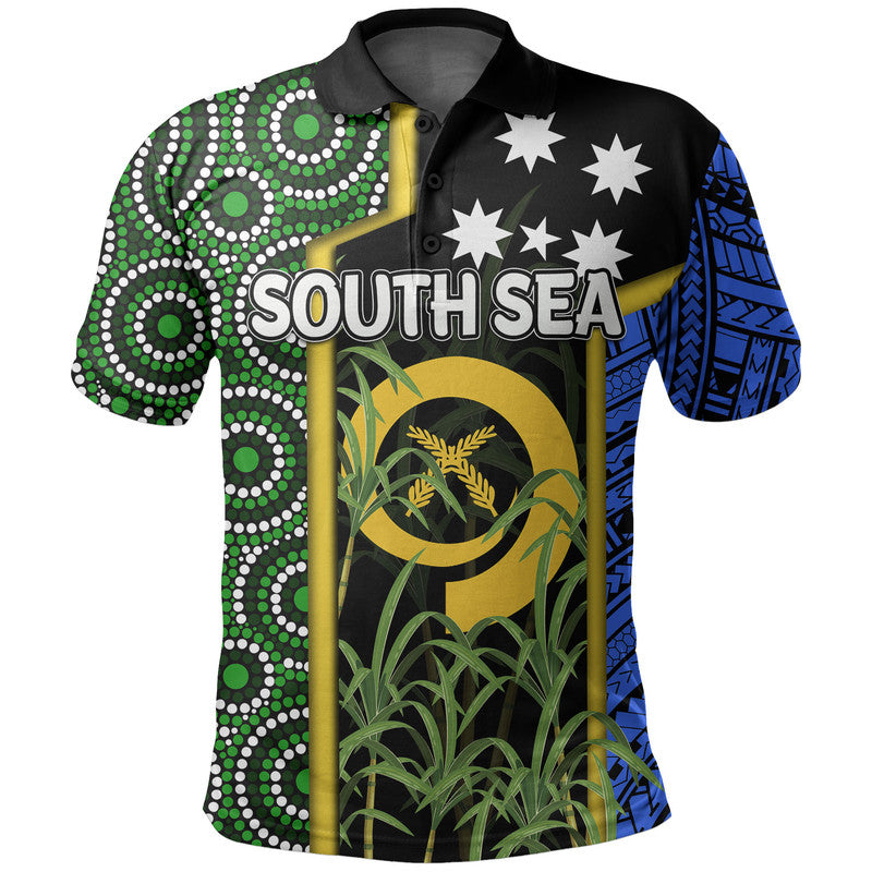 Custom South Sea Islanders Flag Style Polo Shirt Vanuatu LT6 Black - Polynesian Pride