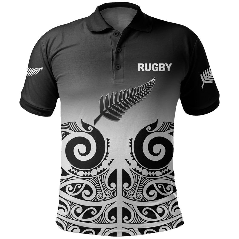 Custom New Zealand Rugby Polo Shirt Maori style LT6 Black - Polynesian Pride