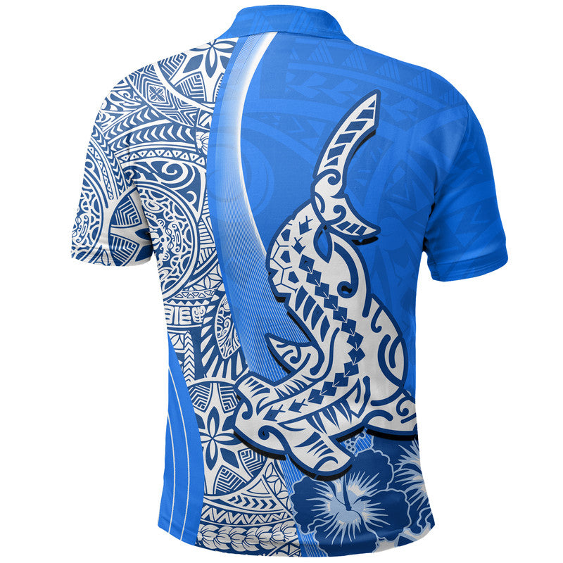Hawaiian Shark Polynesian Polo Shirt Vibe Blue Style LT6 - Polynesian Pride