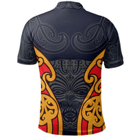 New Zealand Maori Moko Polo Shirt Aotearoa Silver Fern - Polynesian Pride