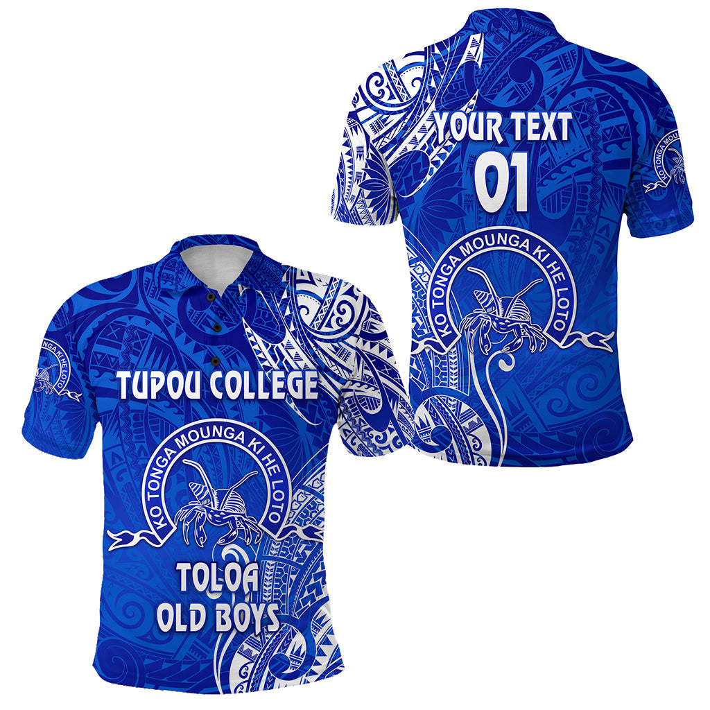 Custom Tonga Tupou College Polo Shirt Toloa Old Boys Simple Vibes Blue, Custom Text and Number LT8 Unisex Blue - Polynesian Pride