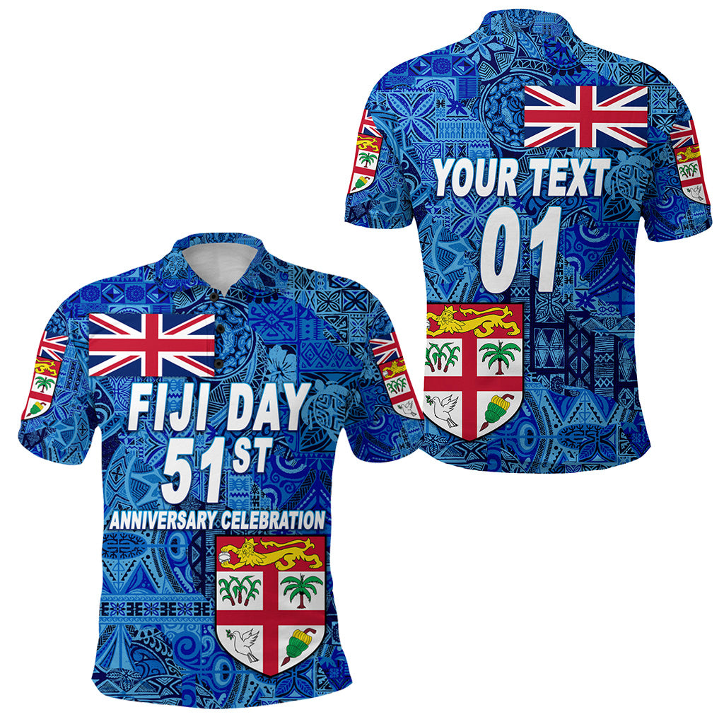 Custom Fiji Day Polo Shirt Independence Anniversary Original Style, Custom Text and Number LT8 Unisex Blue - Polynesian Pride