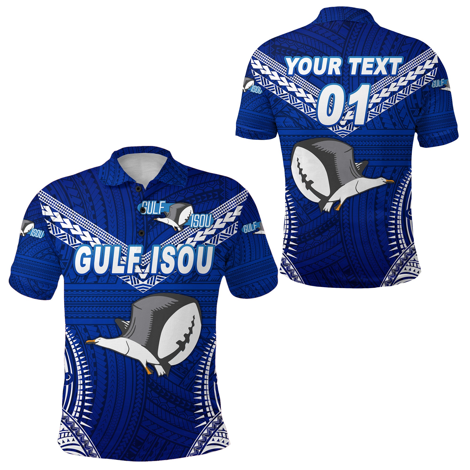 Custom Papua New Guinea PRK Gulf Isou Polo Shirt Rugby Original Style Blue, Custom Text and Number LT8 Unisex Blue - Polynesian Pride