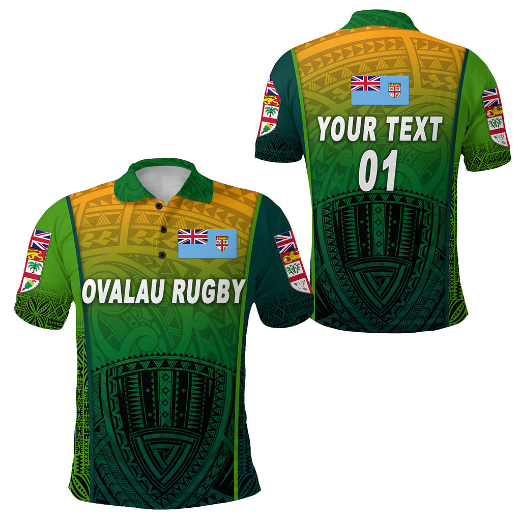 Custom Fiji Ovalau Rugby Polo Shirt Light Green Style, Custom Text and Number LT8 Unisex Green - Polynesian Pride