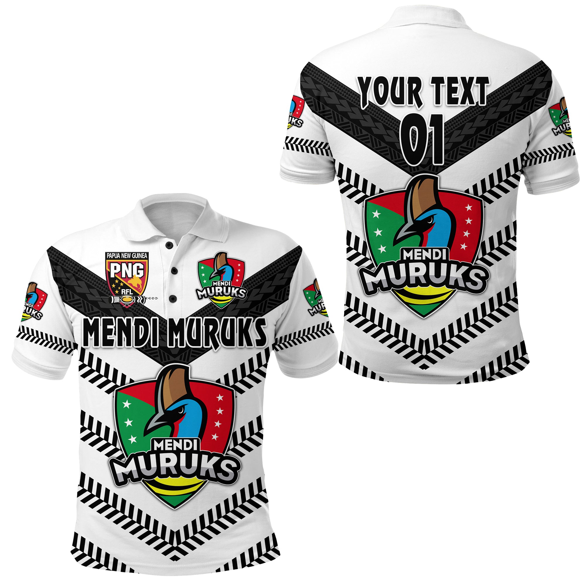 Custom Papua New Guinea PRK Mendi Muruks Polo Shirt Rugby Original Style White LT8 Unisex White - Polynesian Pride