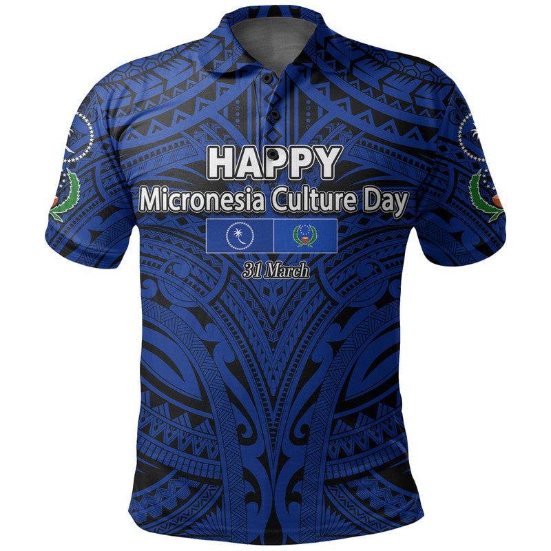 Micronesia Culture Day Polo Shirt Chuuk and Pohnpei LT6 LT6 Blue - Polynesian Pride