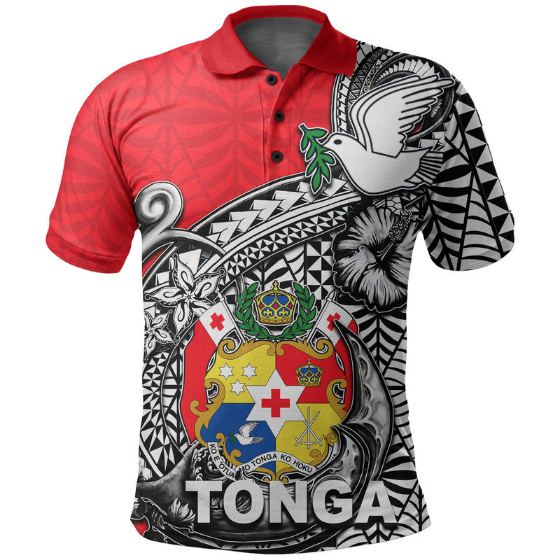 Custom Tonga Hook Tattoo Polo Shirt White LT6 Red - Polynesian Pride