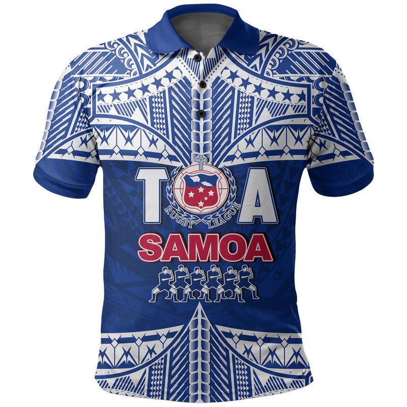 Toa Samoa Rugby Polo Shirt Siva Tau LT6 Blue - Polynesian Pride