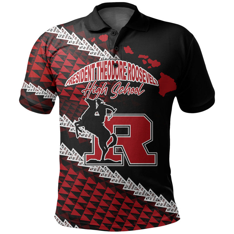 Custom President Theodore Roosevelt High School Hawaii Polo Shirt LT6 Red - Polynesian Pride