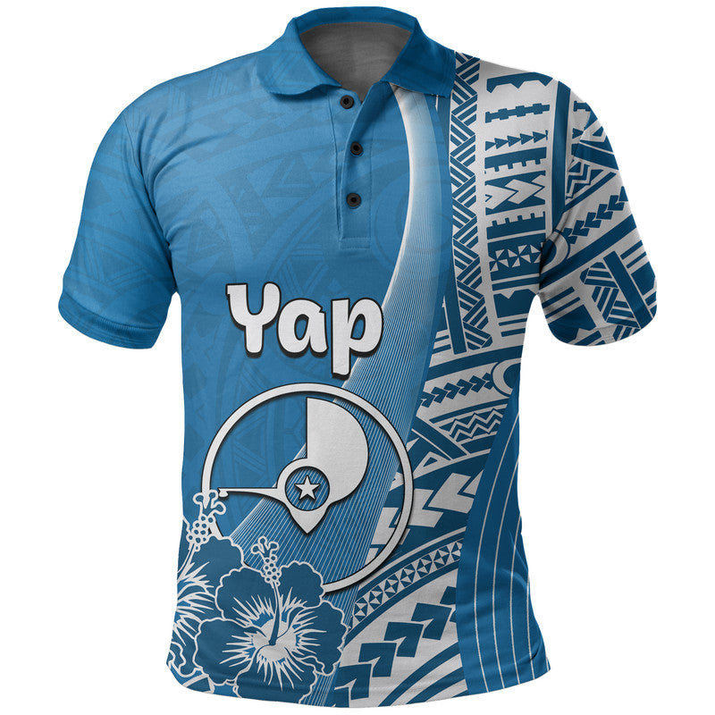 Custom Yap Of Micronesia Polo Shirt Vibe Style LT6 Blue - Polynesian Pride