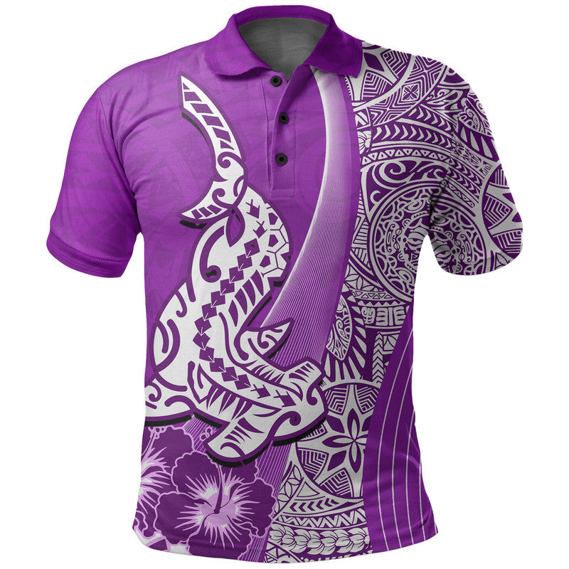 Hawaiian Shark Polynesian Polo Shirt Vibe Purple Style LT6 Purple - Polynesian Pride