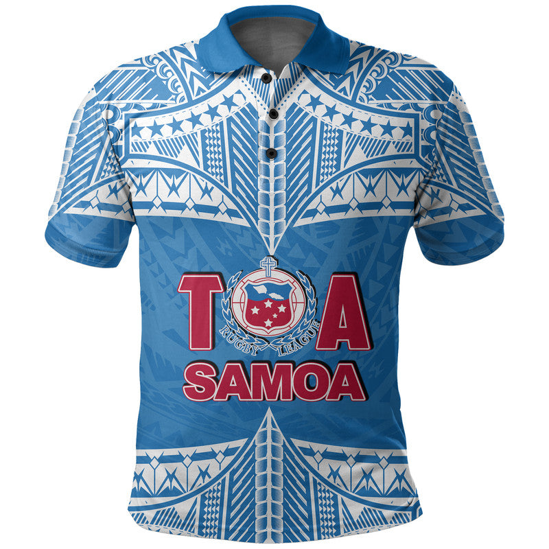 Toa Samoa Rugby Polo Shirt Blue Sky LT6 Blue - Polynesian Pride