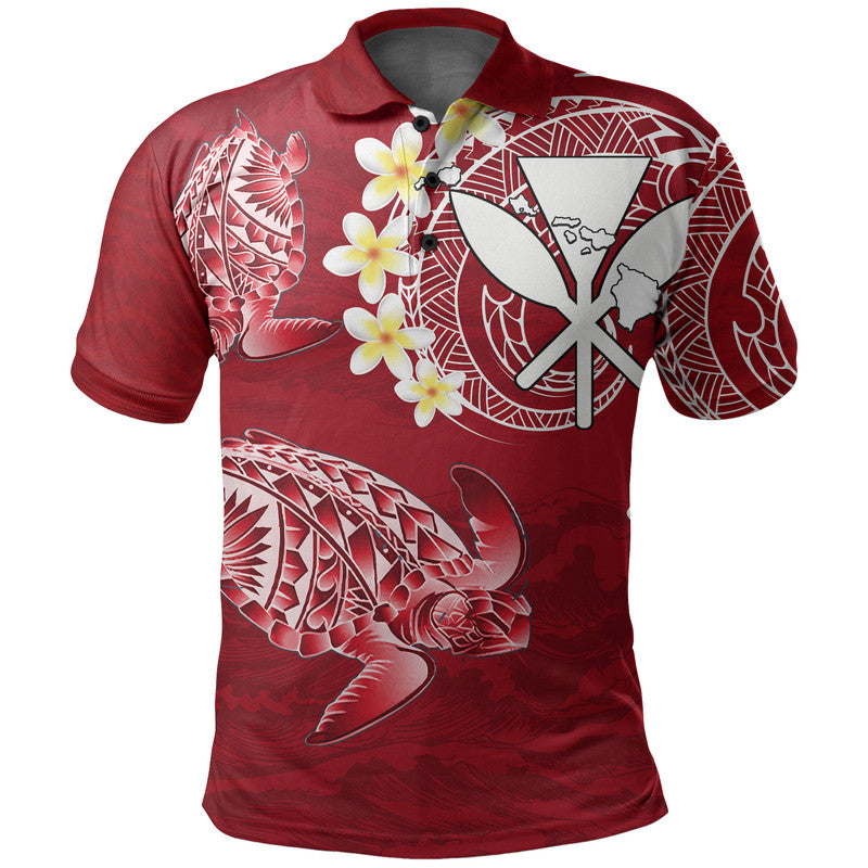 Hawaii Kanaka Turtle Polo Shirt Style No.2 LT6 Red - Polynesian Pride