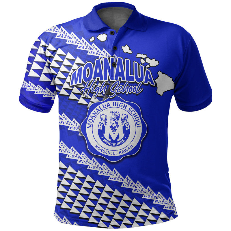 Custom Moanalua High School Hawaii Polo Shirt LT6 Blue - Polynesian Pride