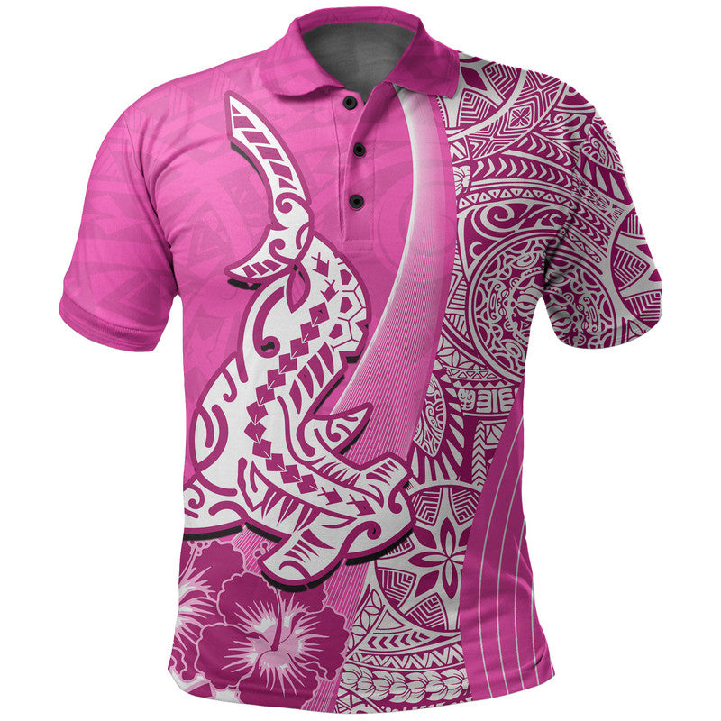 Hawaiian Shark Polynesian Polo Shirt Vibe Pink Style LT6 Pink - Polynesian Pride