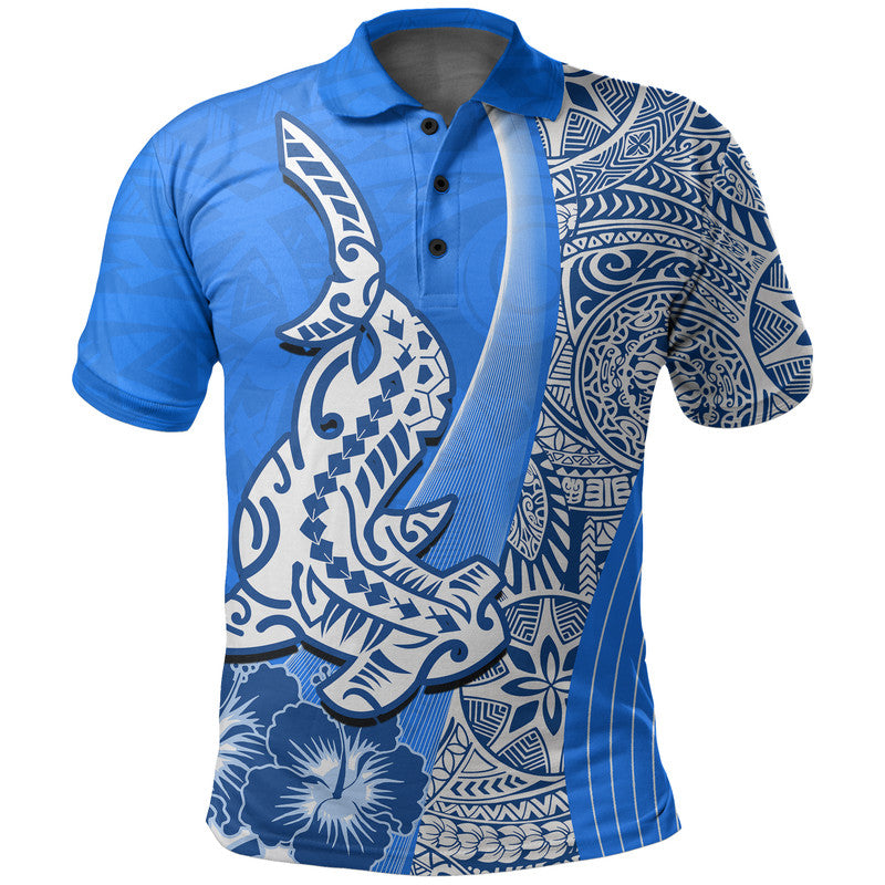 Hawaiian Shark Polynesian Polo Shirt Vibe Blue Style LT6 Blue - Polynesian Pride