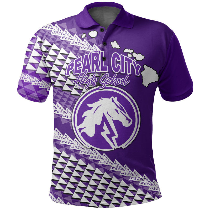 Custom Pearl City High School Hawaii Polo Shirt LT6 Purple - Polynesian Pride